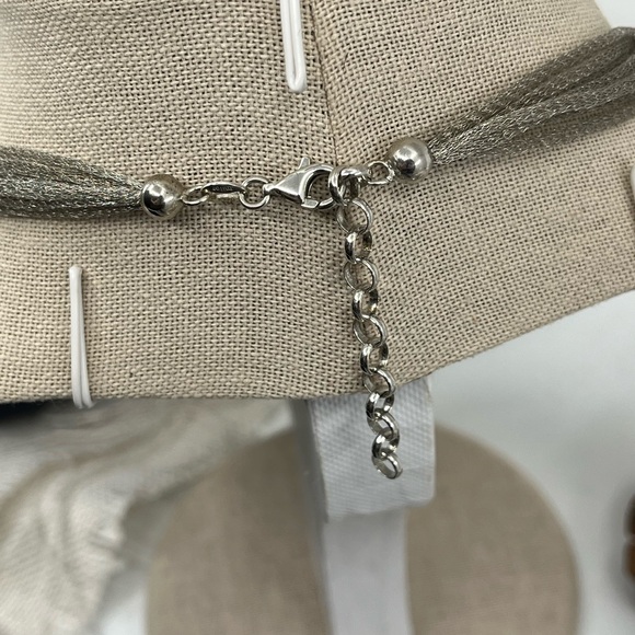 Ross Simons 925 Sterling Silver Mesh Necklace With Beaded Accents - Picture 9 of 17